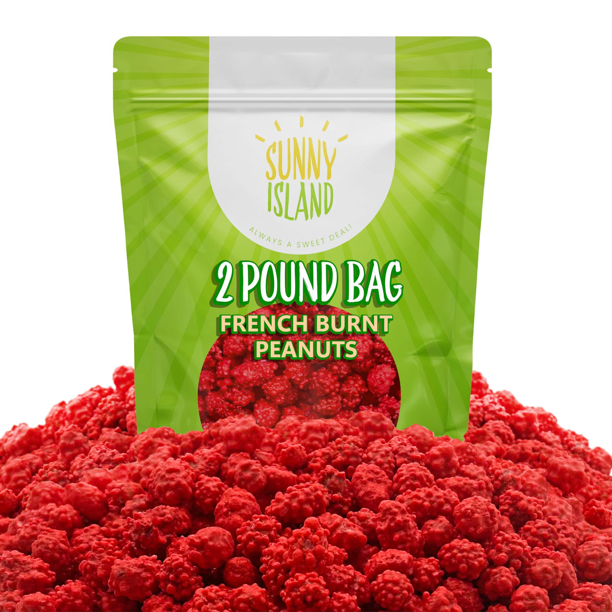 Sunny Island French Burnt Peanuts glossy hard-shell coating for an extra crunch.