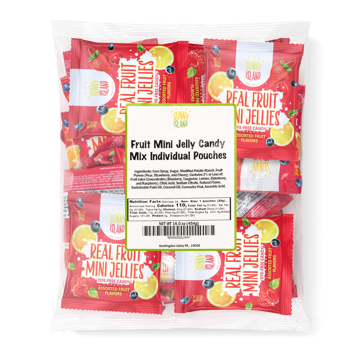Sunny Island Fruit Jelly Candy 24-pack packshot, convenient for sharing at parties.