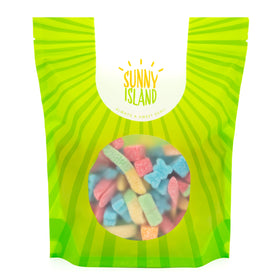 Sunny Island Gummy Bottles, quirky shapes for gift jars and party displays.