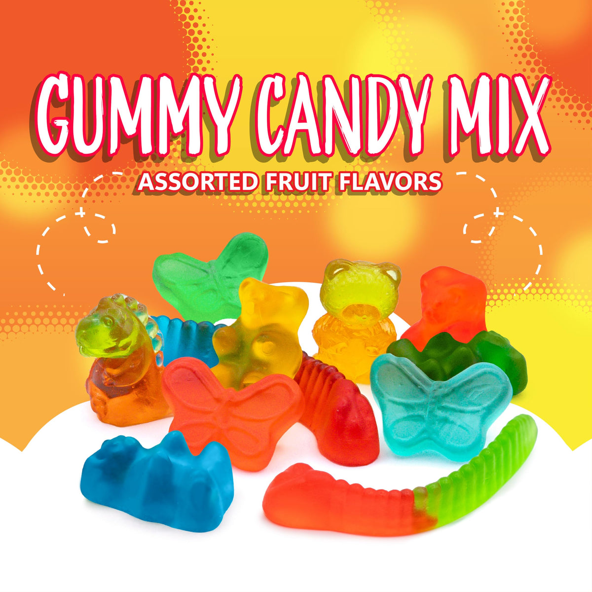 Sunny Island gummy candy mix 3D dinosaurs: eye-catching textures for party decor
