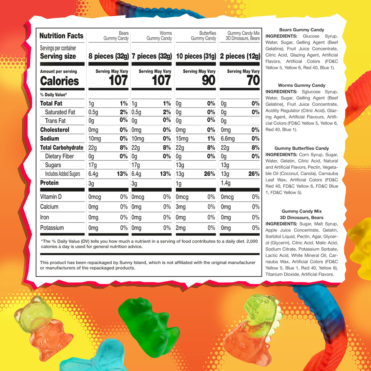 Sunny Island gummy candy mix bears: colorful chewy bites ideal for candy buffets