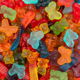 Sunny Island gummy candy mix worms: chewy fruit snacks for parties and sharing