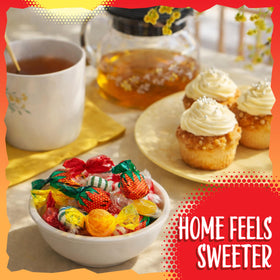 Sunny Island Hard Candy Assortment pours cleanly into jars for tidy refills.