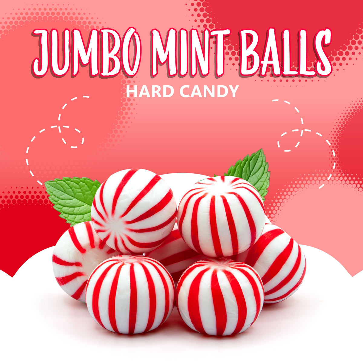 Sunny Island jumbo mint balls arranged in a festive holiday display for gatherings.