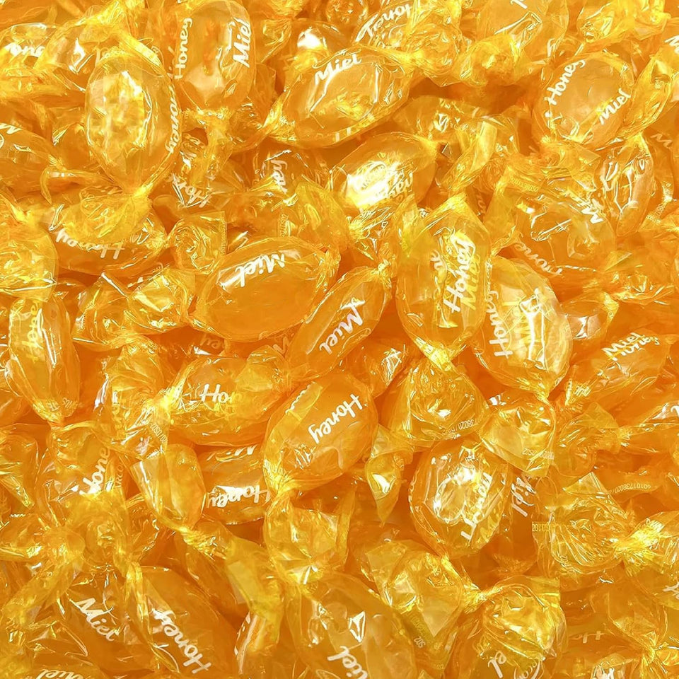 Sunny Island honey filled hard candy in a 2 lb bag, perfect for sharing at gatherings.