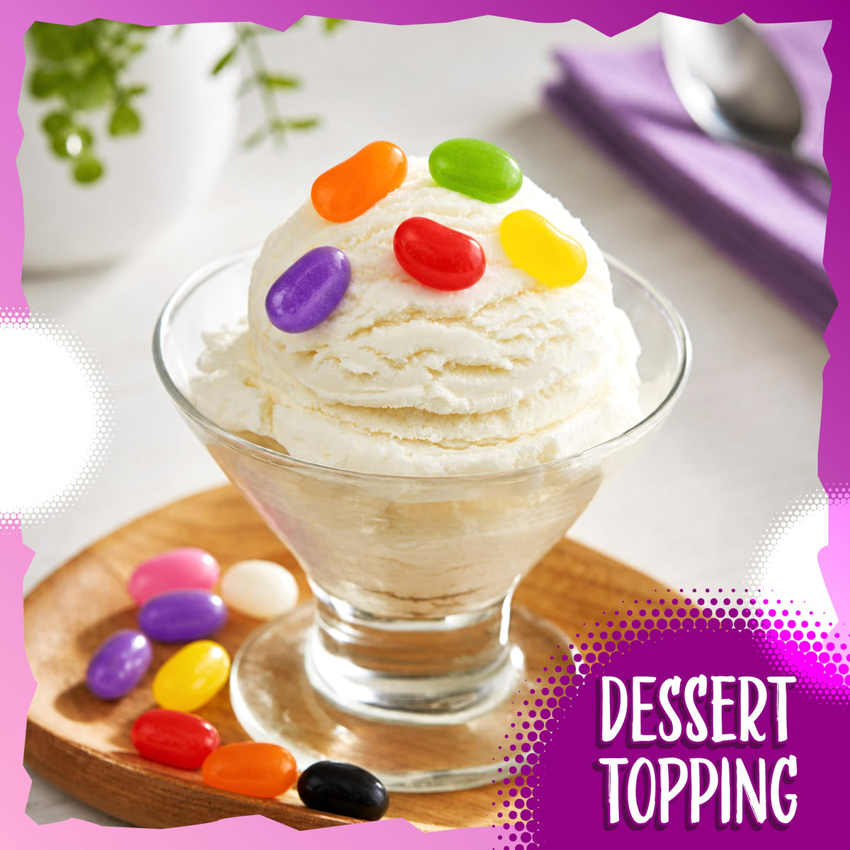 Sunny Island Jelly Beans cake decorating adds whimsy with bright hues.