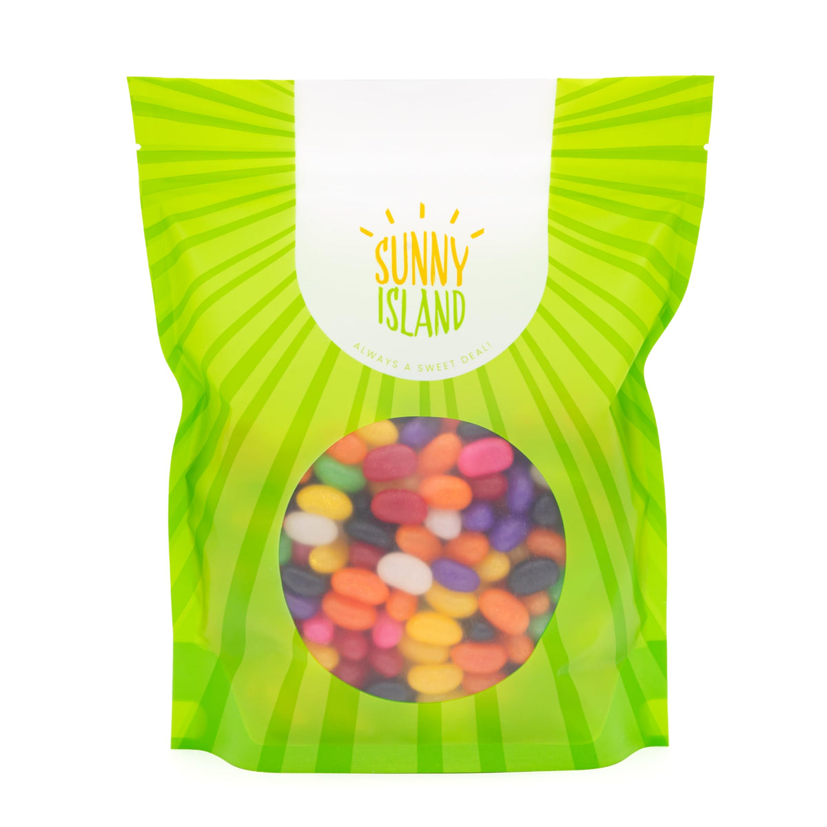 Sunny Island Jelly Beans gift basket idea pairs with ribbons for celebrations.