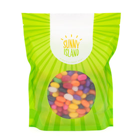Sunny Island Jelly Beans gift basket idea pairs with ribbons for celebrations.