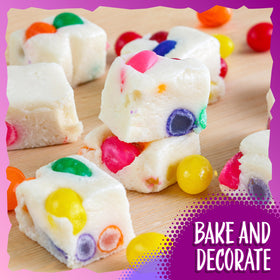 Sunny Island Jelly Beans party buffet display enhances candy bars with vivid tones.