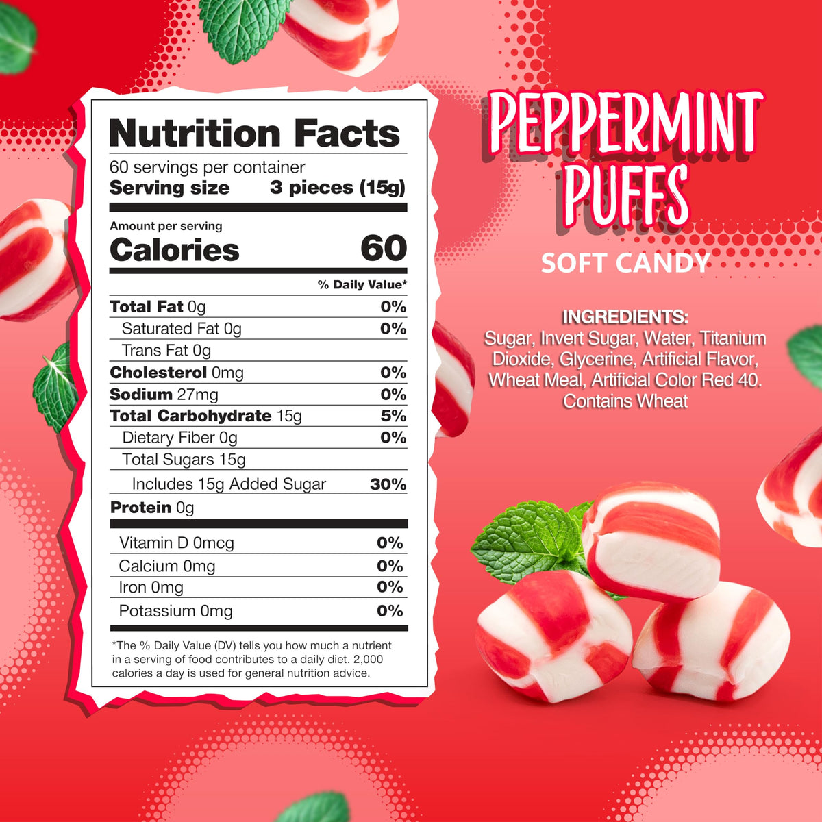 Sunny Island Peppermint Puffs, individually wrapped, easy to share and store.