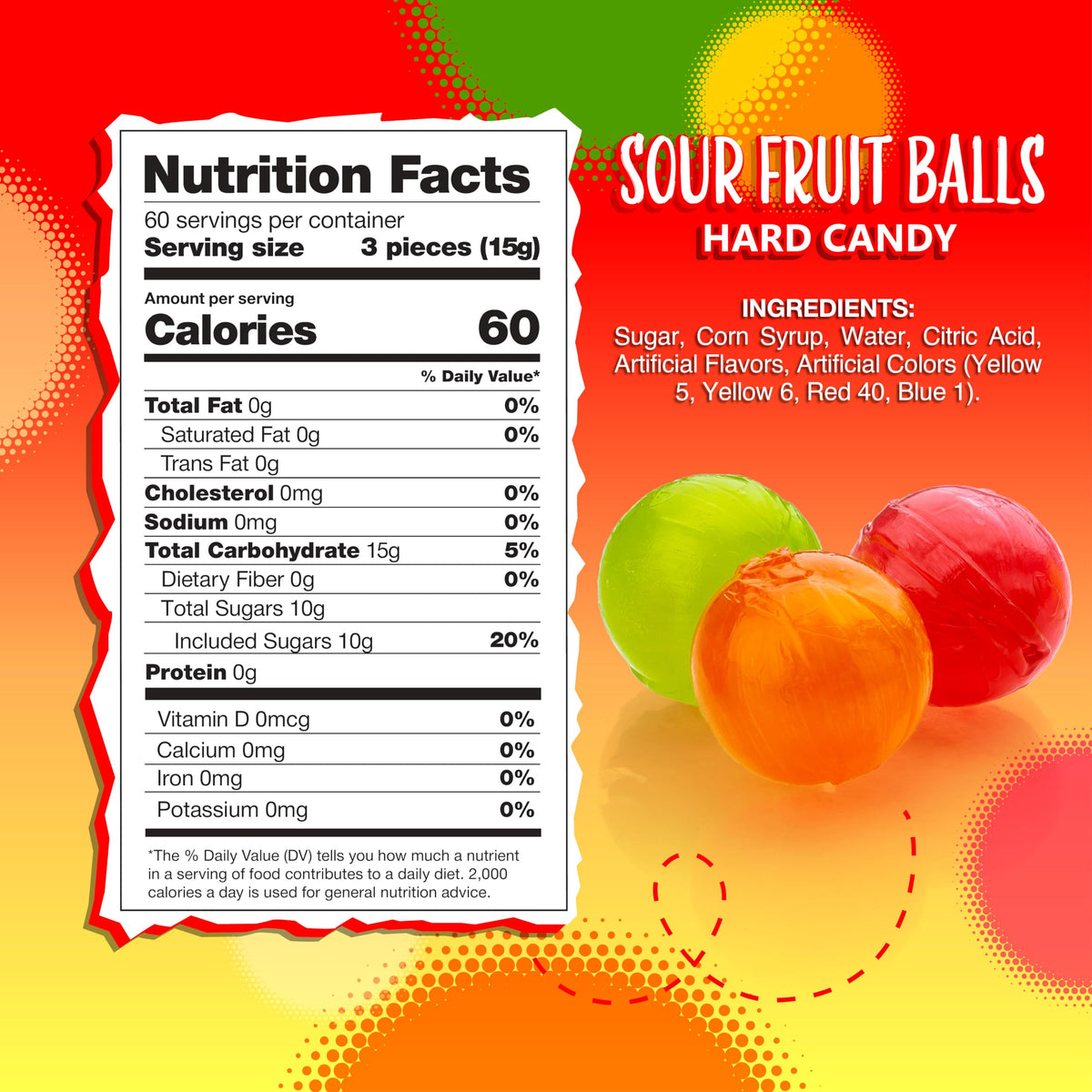 Sunny Island Sour Balls assorted fruit flavors for flavor variety.