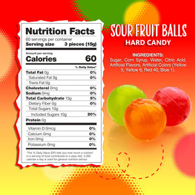 Sunny Island Sour Balls assorted fruit flavors for flavor variety.