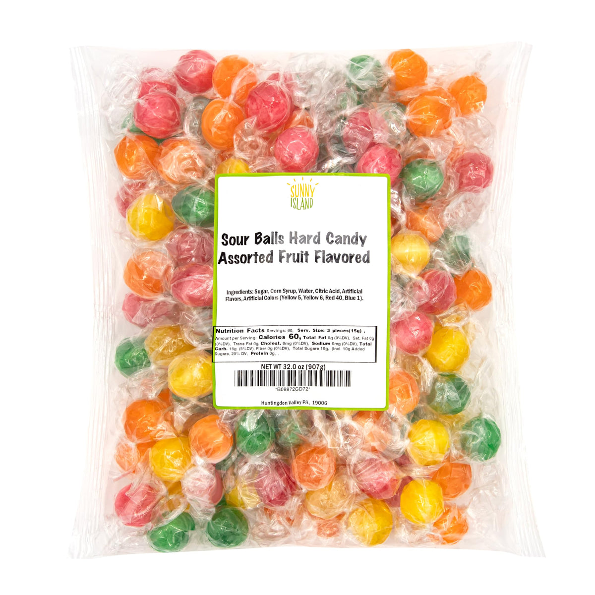 Sunny Island Sour Balls perfect party favors with a tangy crunch.