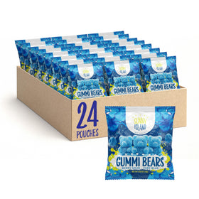Sunny Island Sour Bears blue pack shows tangy blue gummies for lunchboxes and parties