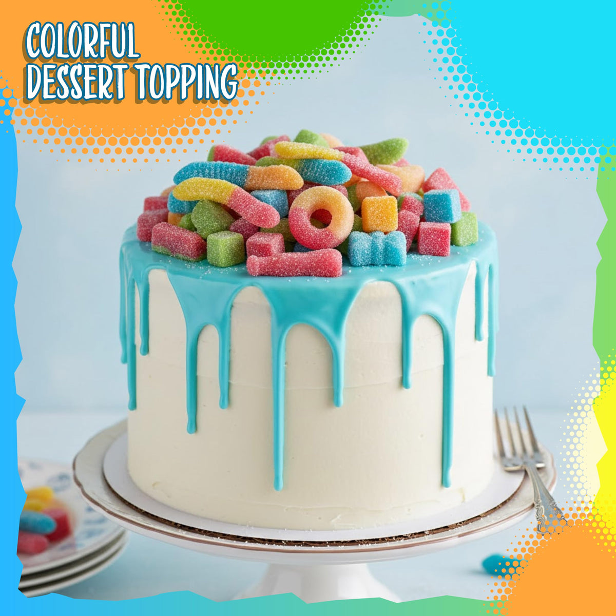 Sunny Island Neon Gummy Rings, bright color pops for desserts and treats.
