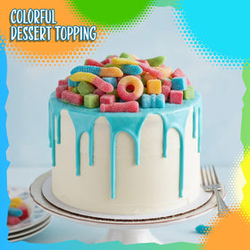 Sunny Island Neon Gummy Rings, bright color pops for desserts and treats.