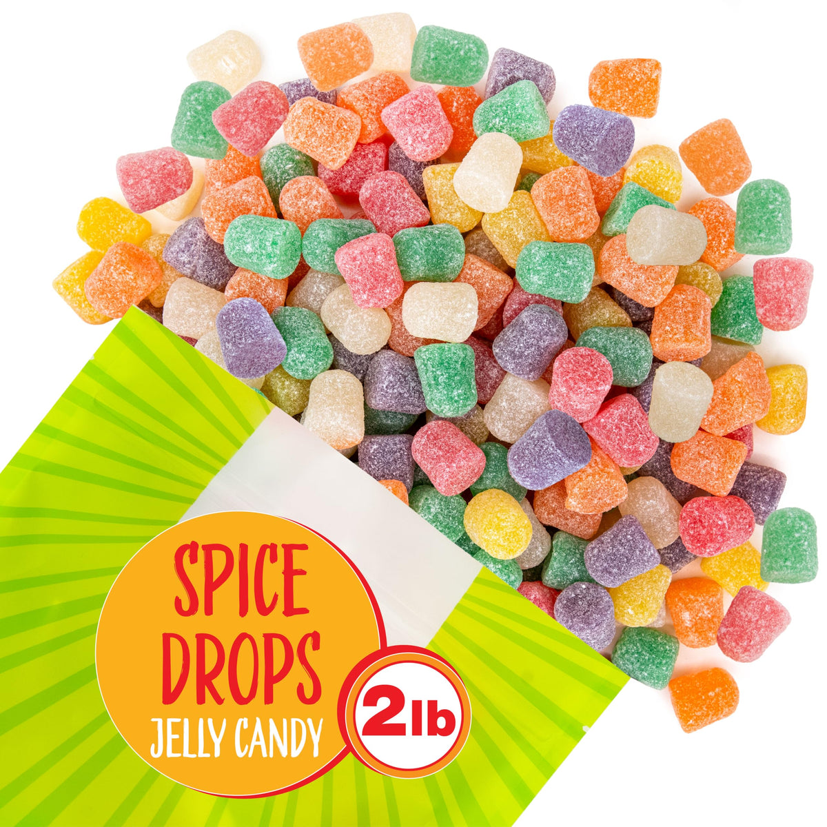 Peppermint drops from Sunny Island Spice Drops in a clear jar ready for gatherings