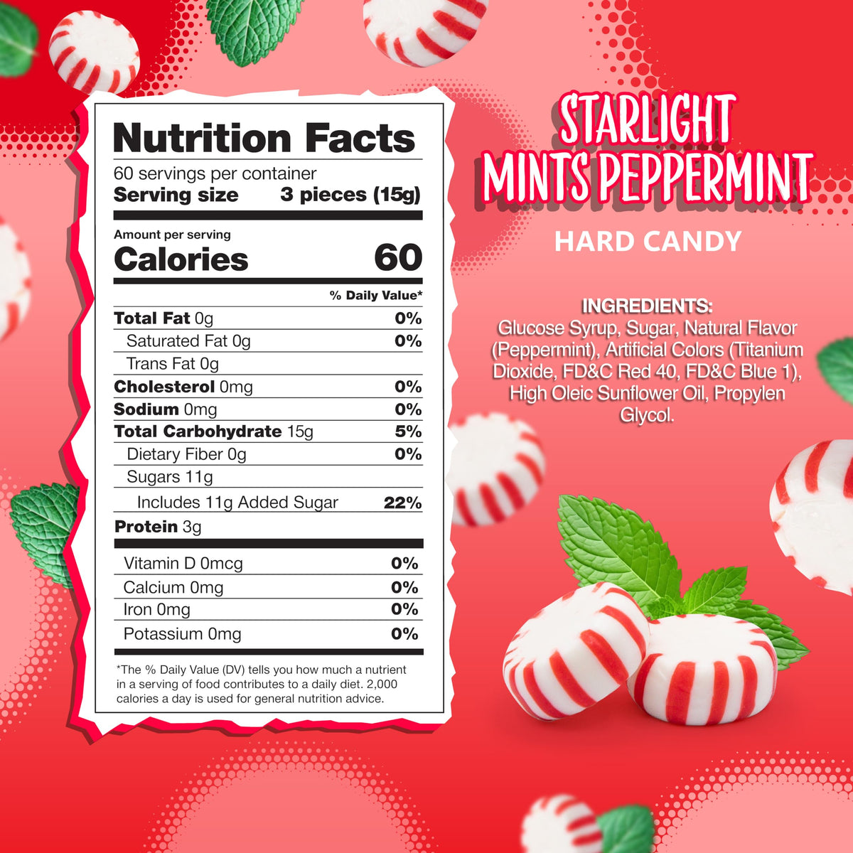 Sunny Island Starlight Peppermint Mints, individually wrapped, convenient pocket freshener.
