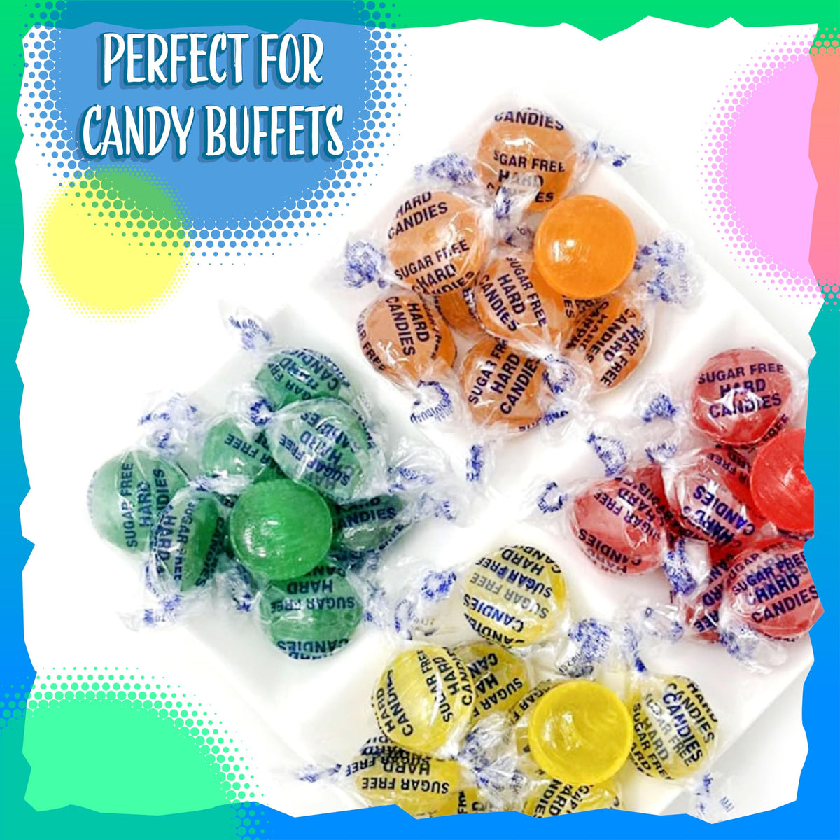Sunny Island orange flavor candy, vibrant color and bold taste