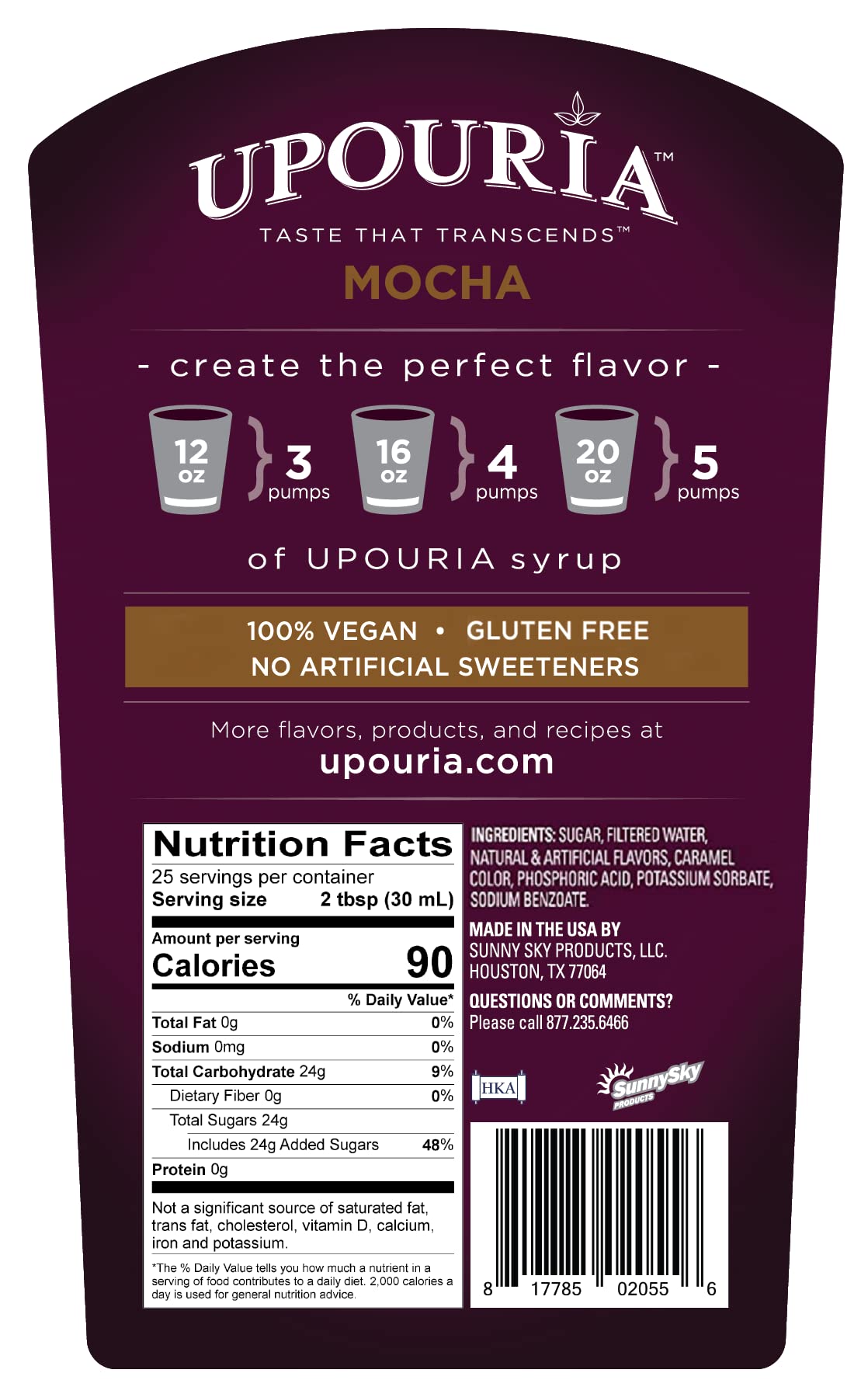Sunny Sky Upouria French Vanilla bottle with creamy vanilla notes in coffee.