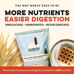 Sunrise Flour Mill fluffy waffles on plate show airy texture