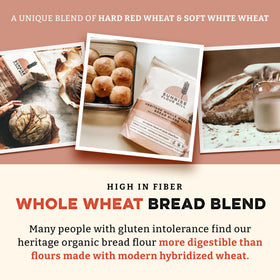 Sunrise Flour Mill heritage bread blend bag front—USDA Organic, non-GMO credentials.