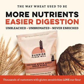 Sunrise Flour Mill heritage bread blend loaf cutaway—consistent rise with golden crust.