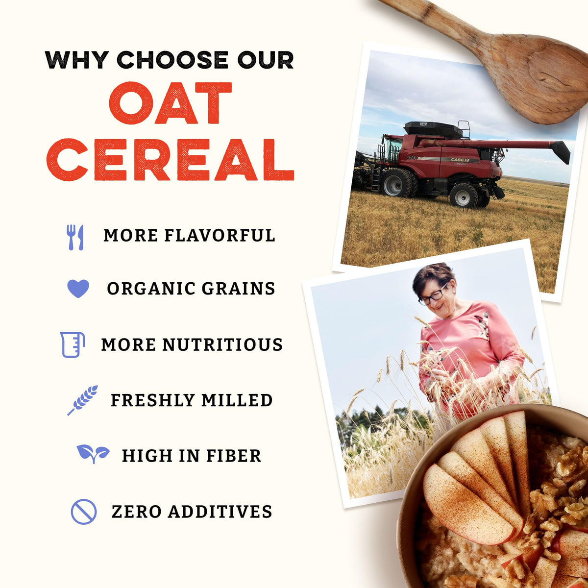 Sunrise Flour Mill heritage oat cereal pack highlighting convenient, minimal-processing oats