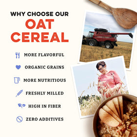 Sunrise Flour Mill heritage oat cereal pack highlighting convenient, minimal-processing oats