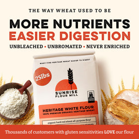 Sunrise Flour Mill heritage wheat dough texture highlighting chew and structure