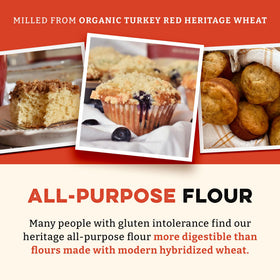 Sunrise Flour Mill organic unbleached flour in measuring cup for everyday use