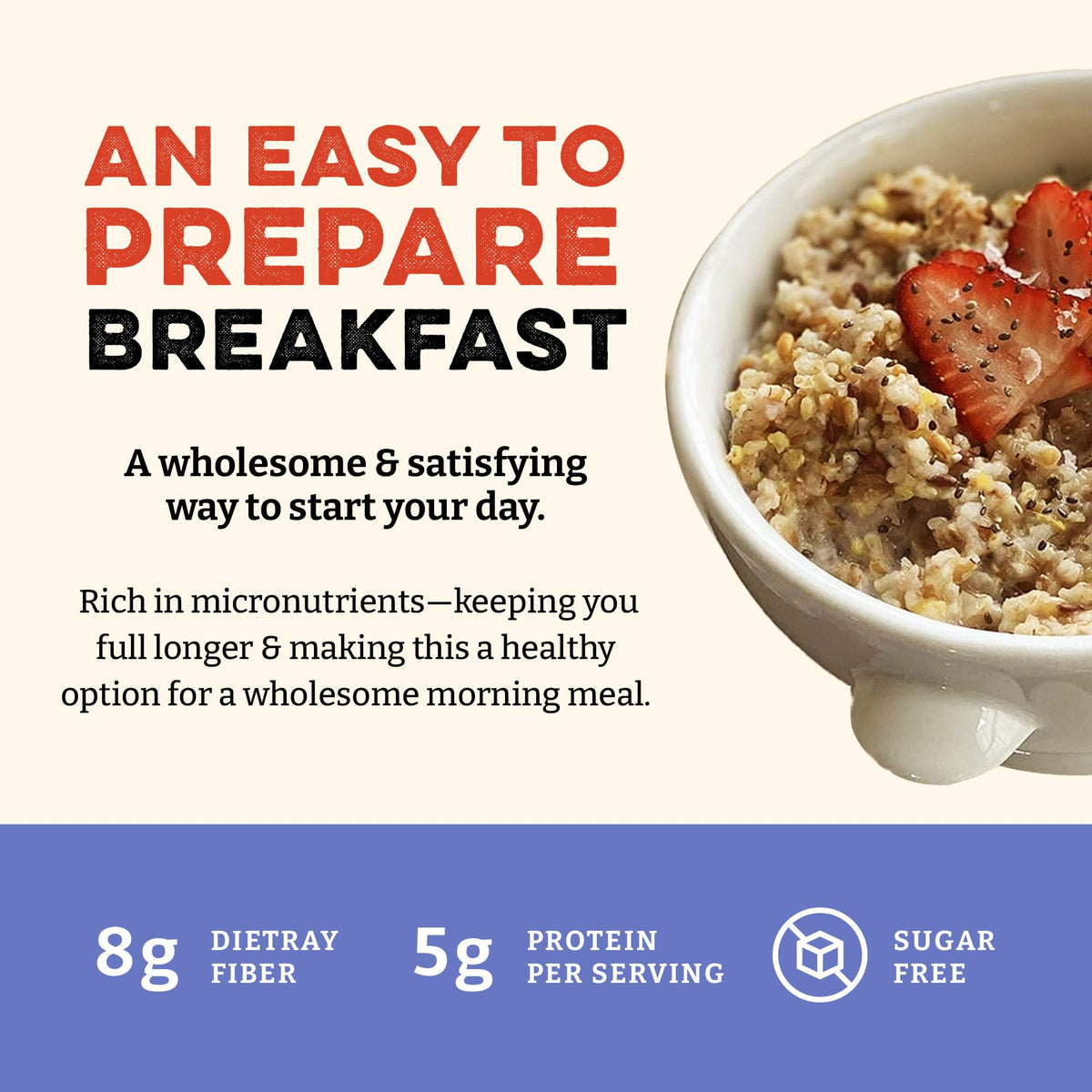Sunrise Flour Mill seven-grain hot cereal mix kitchen scene inspiring nutritious mornings.
