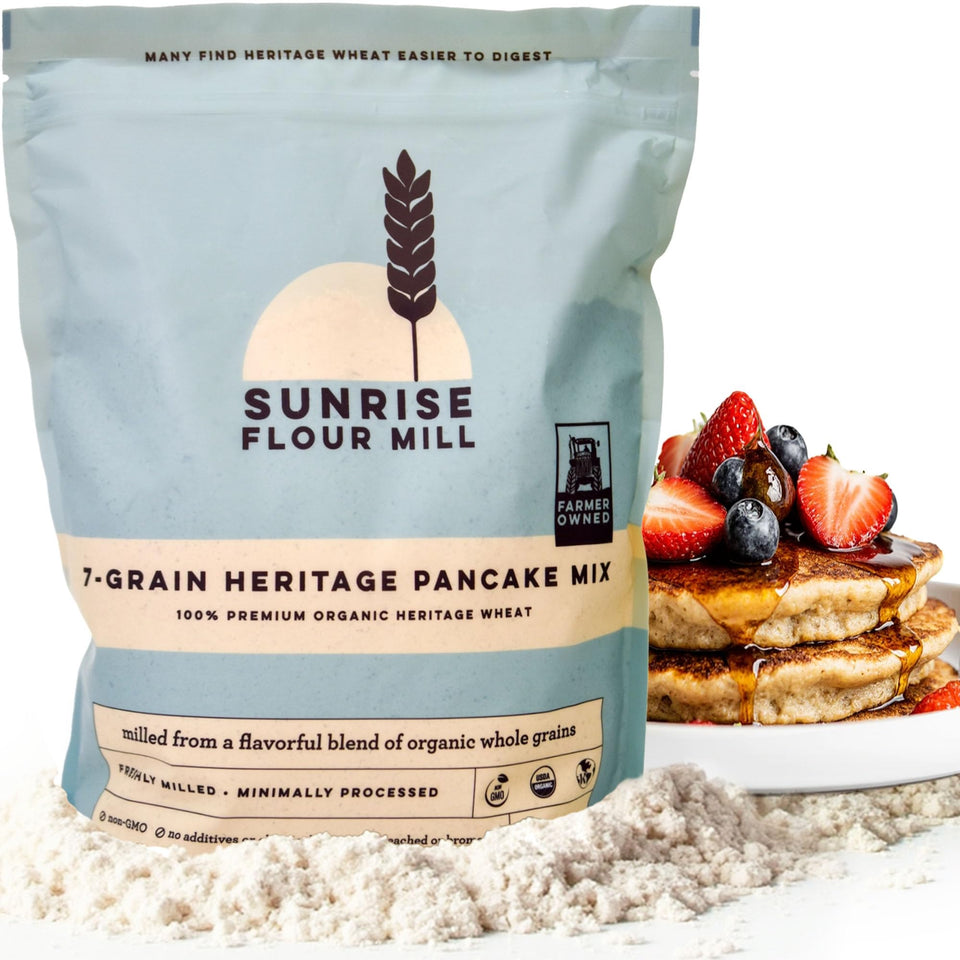 Sunrise Flour Mill seven-grains pancake mix pack for fluffy pancakes