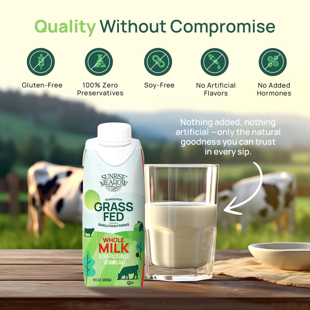 Sunrise Meadow carton with resealable cap for easy sipping on the move