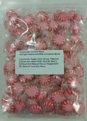 Sunrise Starlight Peppermint Cinnamon discs packaging highlighting bulk candy, ideal for parties.