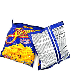 Sunshine Snacks Zoomers back view highlights 30g portions ideal for lunchboxes