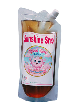 Sunshine Sno dye-free cotton candy syrup bottle for drinks and desserts.