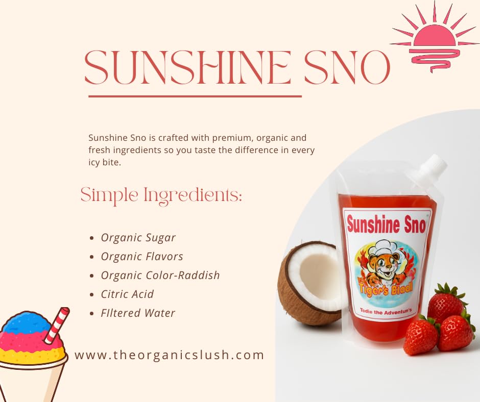 Sunshine Sno Tiger's Blood syrup in lemonade for natural color