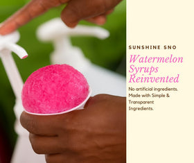 Kids enjoy Sunshine Sno Watermelon Syrup in snow cones.