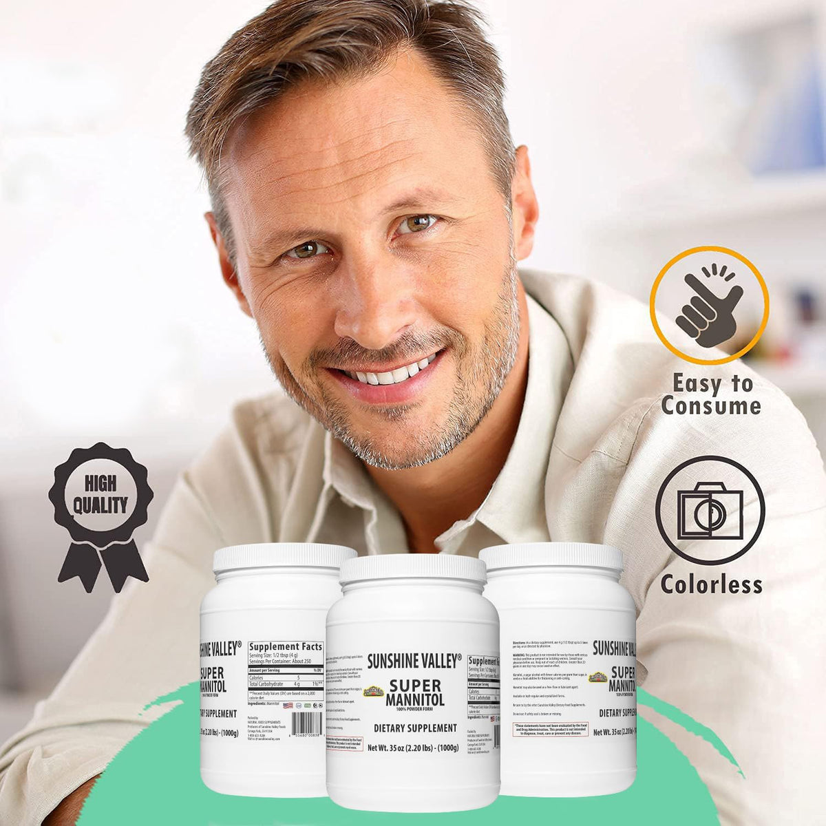 Sunshine Valley Mannitol Powder used in baking for sugar-free recipes.