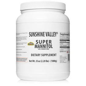 Sunshine Valley Mannitol Powder packaging shown as a sugar-free option.