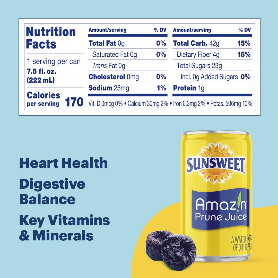 Sunsweet Amazin Prune Juice lunch-pack cans, ready for easy midday fueling.