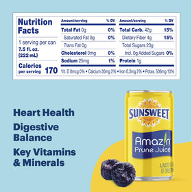 Sunsweet Amazin Prune Juice lunch-pack cans, ready for easy midday fueling.