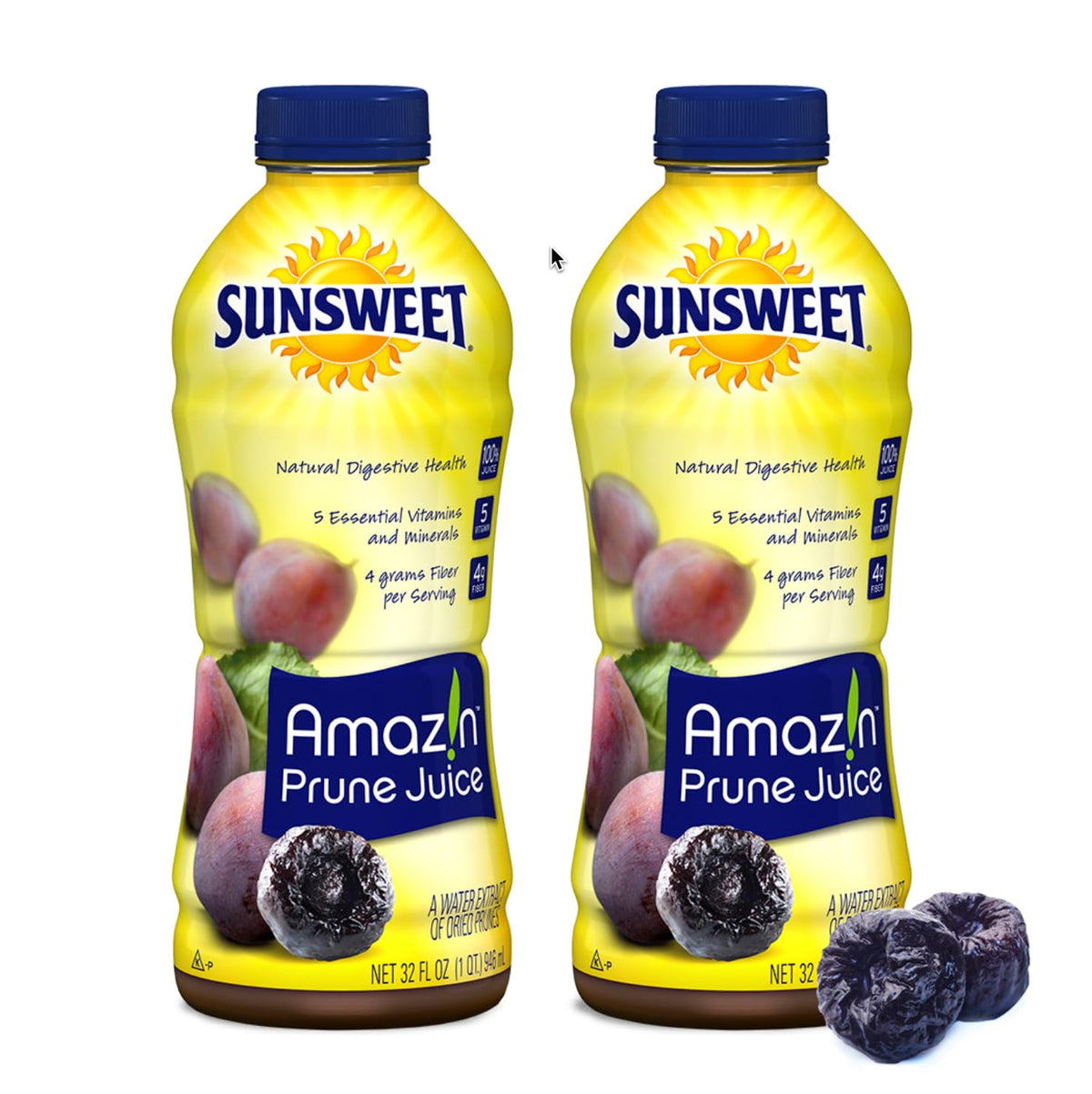 Sunsweet Amazin Prune Juice unsweetened front can view with fiber-rich natural flavor
