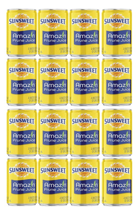 Sunsweet prune juice 16-pack can side view highlighting fiber-rich daily balance.