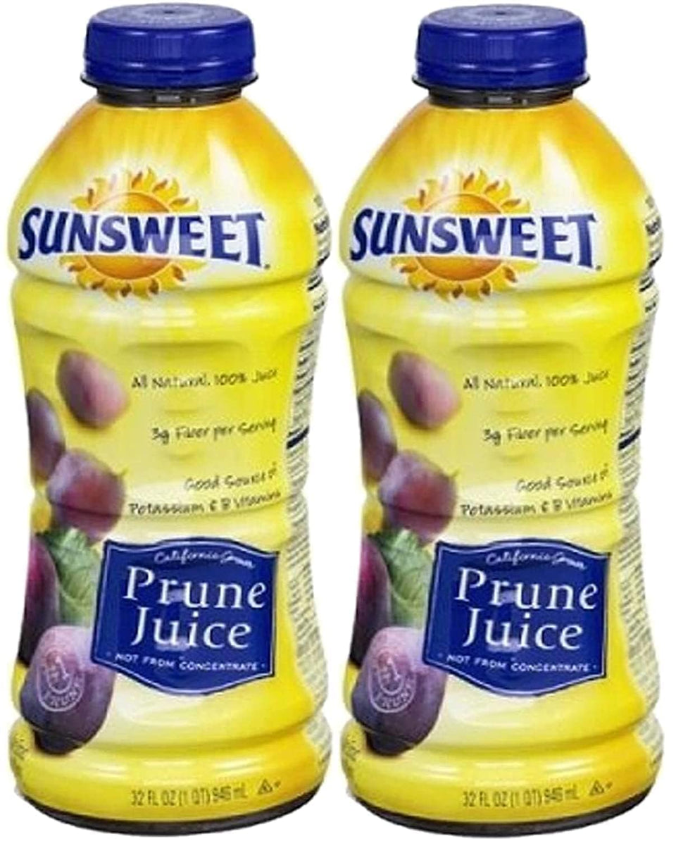 Sunsweet prune juice bottle front view, convenient on-the-go daily nourishment.