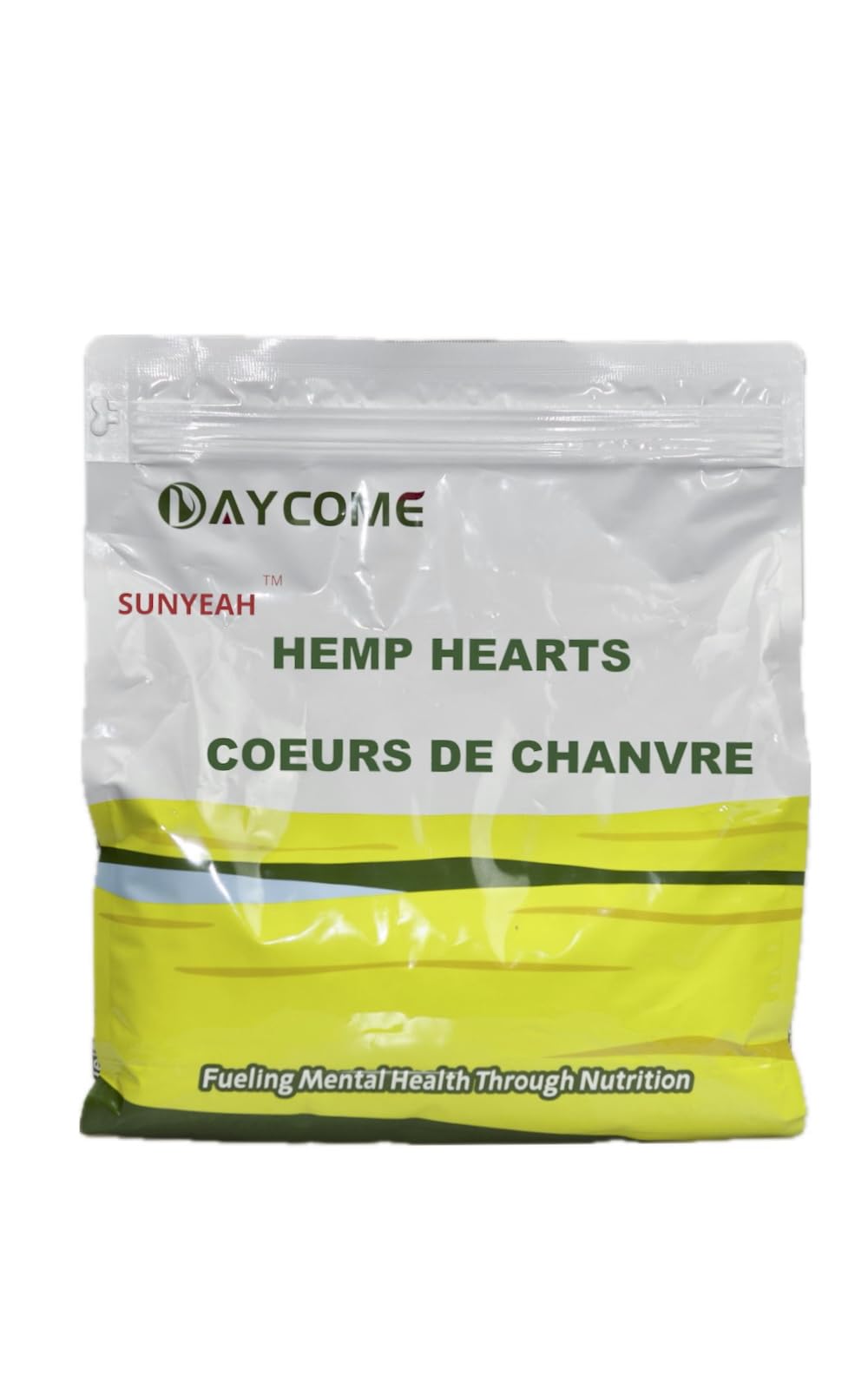 SUNYEAH Canadian Hemp Hearts 2kg bag on counter, versatile topping for meals