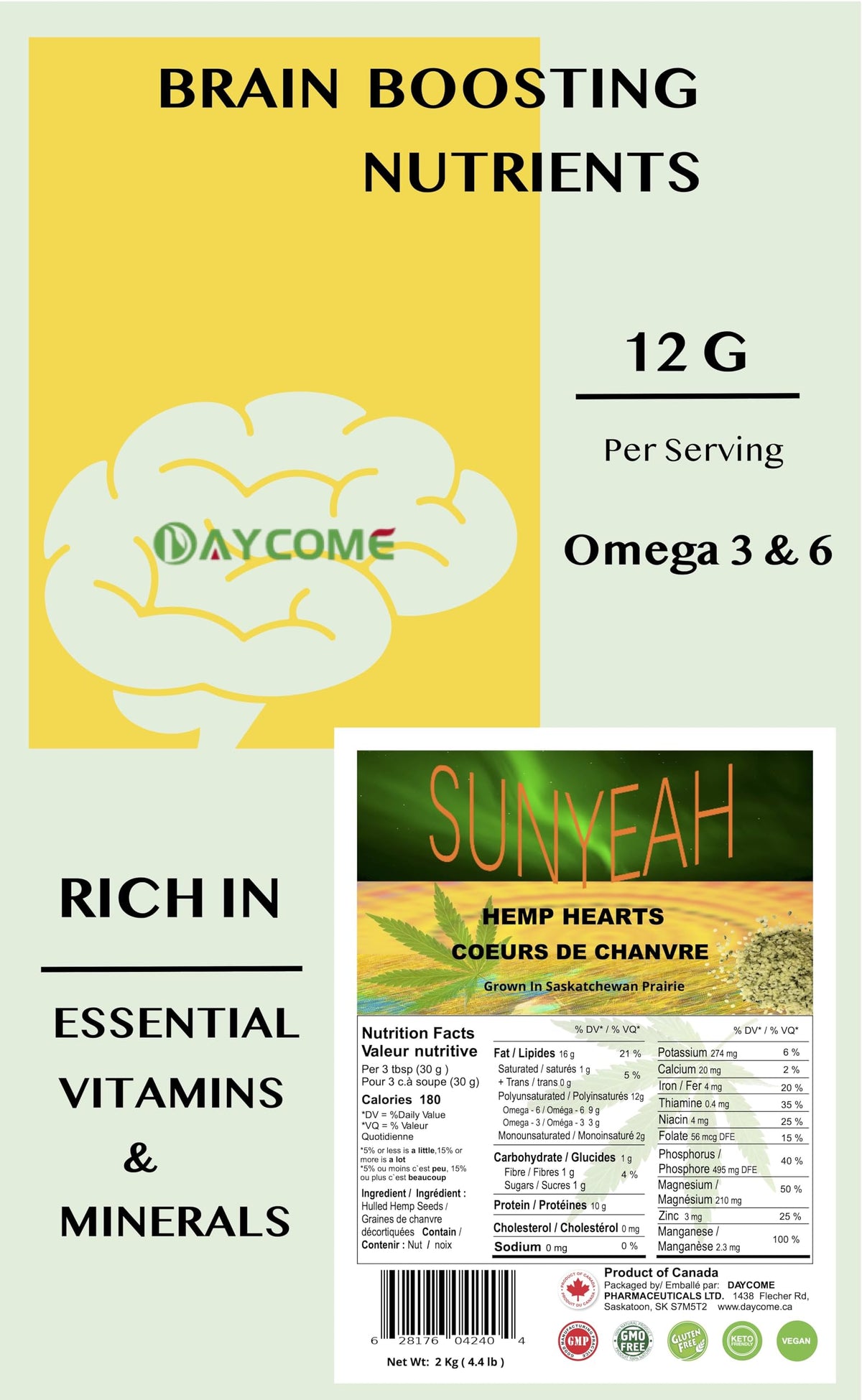 SUNYEAH hemp hearts on pantry shelf, ready-to-use staple