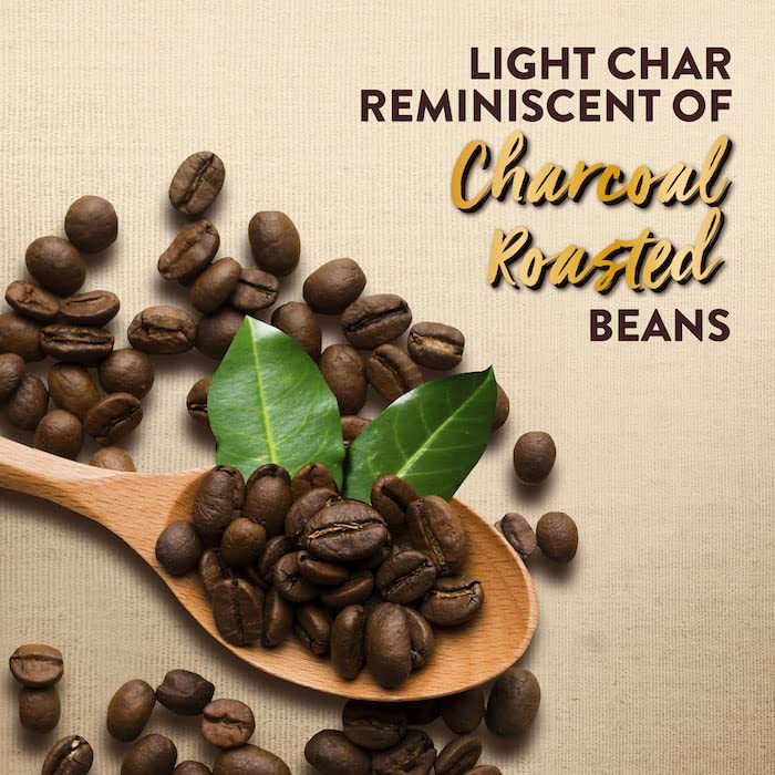 Super Charcoal Roasted White Coffee Classic grind highlights ideal for French press.