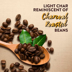 Super Charcoal Roasted White Coffee Classic grind highlights ideal for French press.